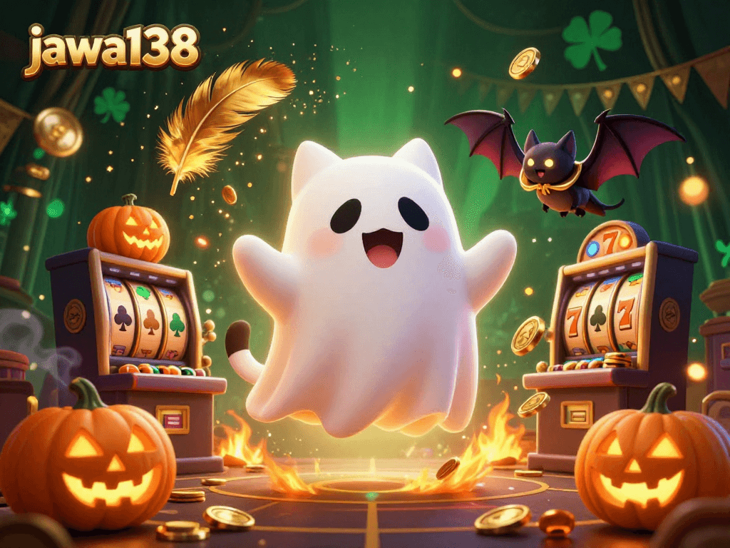 Experience thrilling action with jawa138 in a haunted casino adventure with ghost cat and bat.