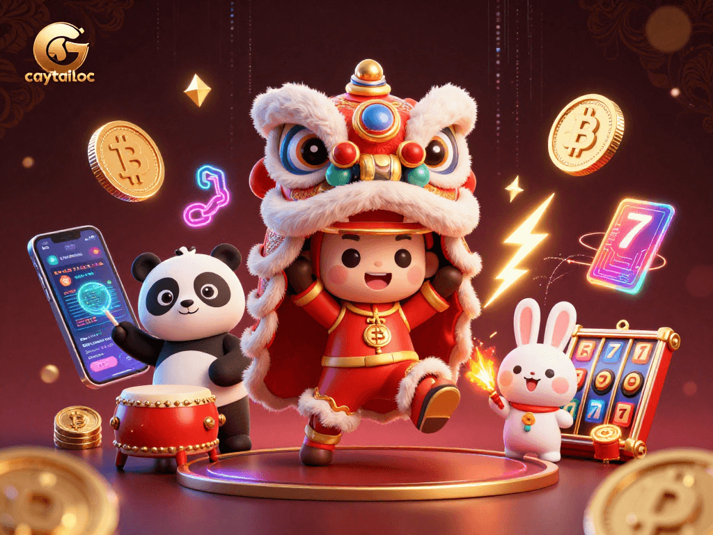 Spin the reels with caytailoc's vibrant lion dance, crypto coins, and exhilarating jackpots.