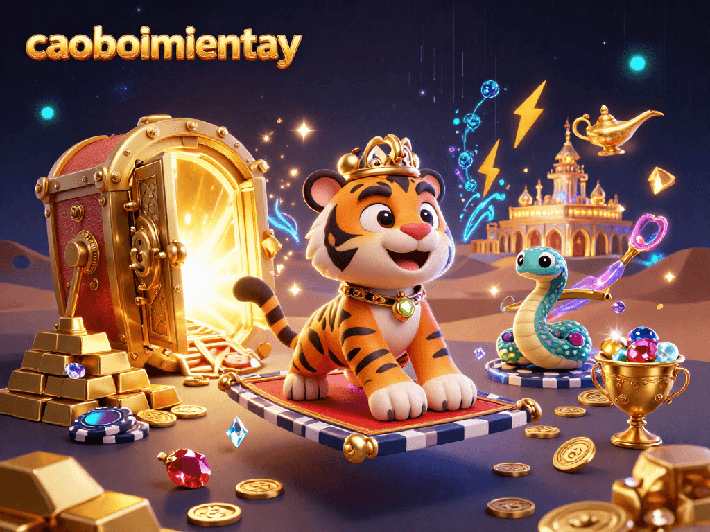 Play caoboimientay with the vibrant treasure-filled scene featuring golden riches and dynamic gaming elements.