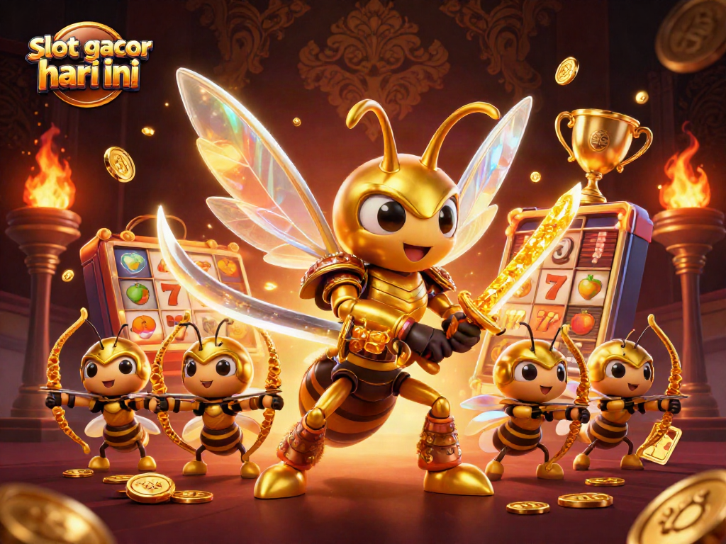 Menangkan slot gacor hari ini dengan simbol keberuntungan dan kombinasi emas dalam ilustrasi yang menawan.