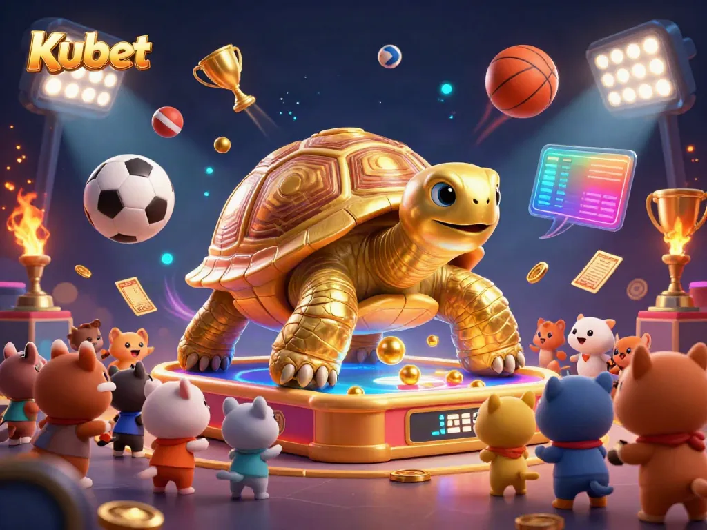 Kubet's vibrant casino illustration brings excitement to players with sports action and dynamic gameplay.