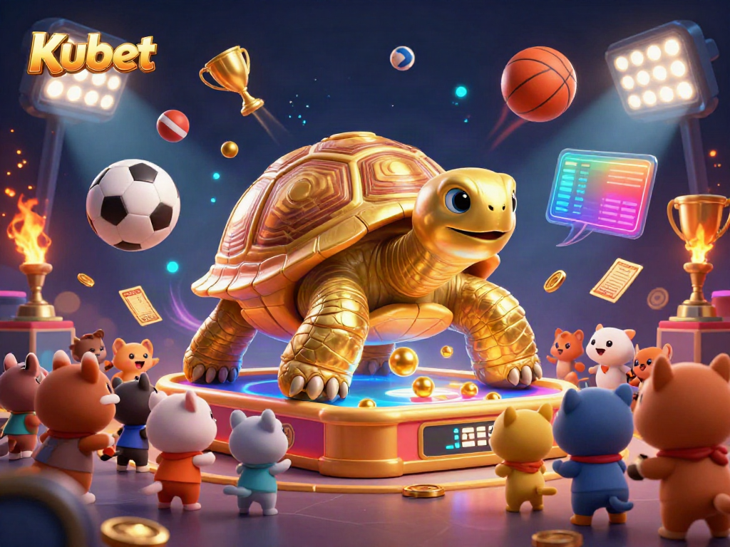 Kubet's vibrant casino illustration brings excitement to players with sports action and dynamic gameplay.