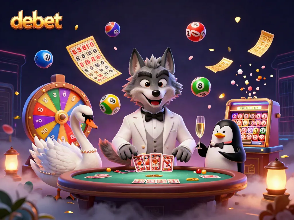 Experience debet casino action with elegant characters and vibrant gaming elements in a dynamic 3D illustration.