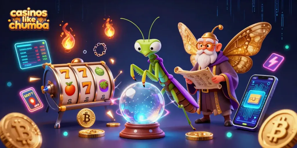 Play slots and win with casinos like Chumba in this lively 3D illustration.