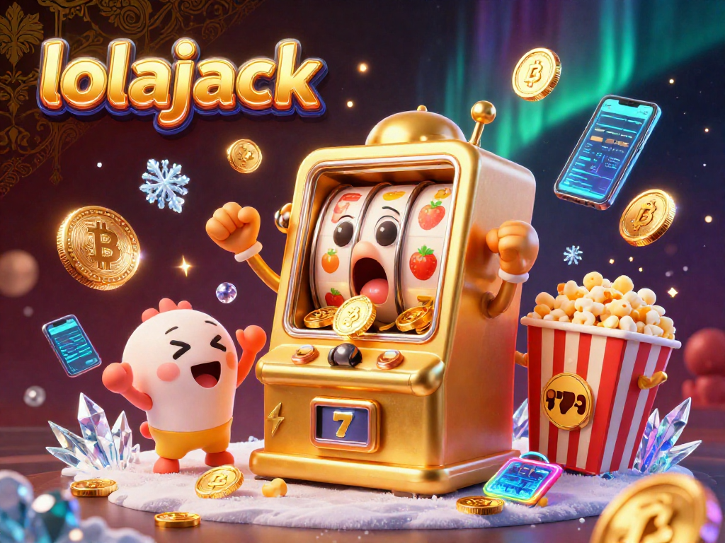 Engage with lolajack's thrilling jackpot as a golden slot machine unleashes a cascade of coins.
