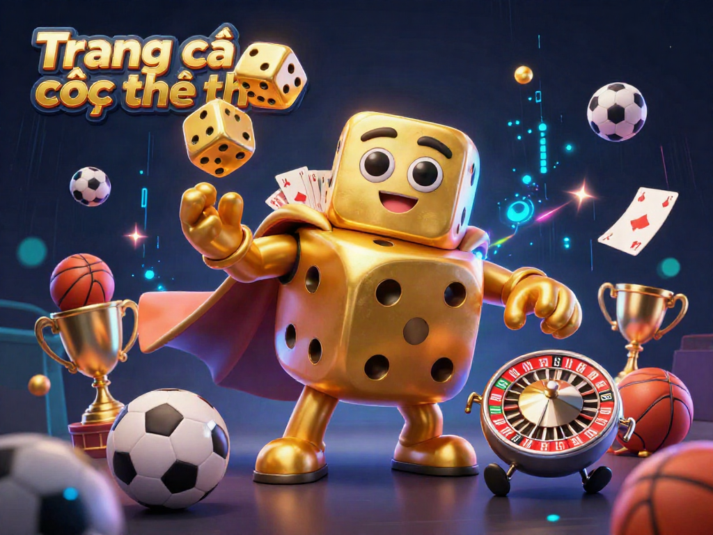 Engage in Trang cá cược thể thao with vibrant sports betting elements surrounding dynamic 3D characters.
