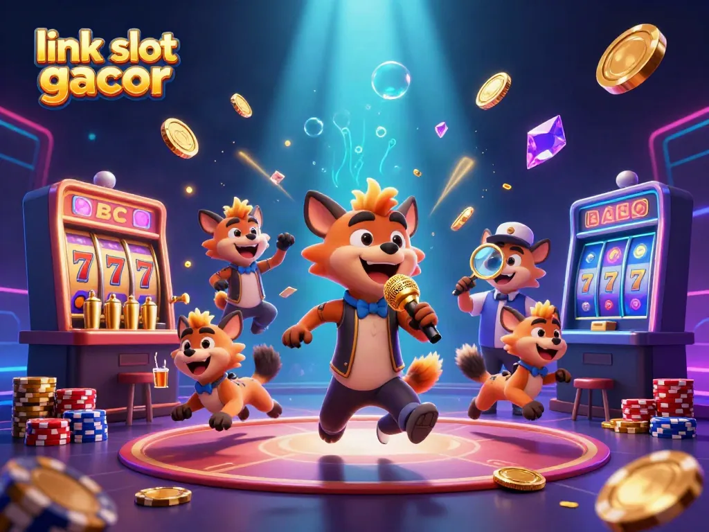Experience thrilling wins with link slot gacor in this vibrant 3D casino scene