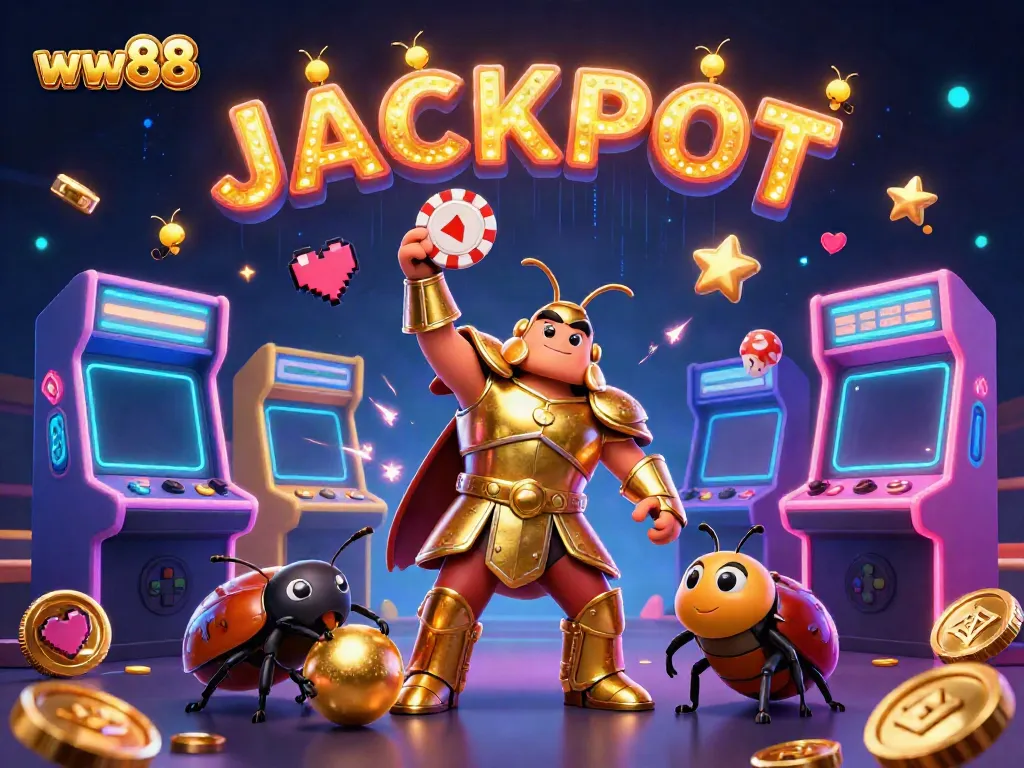 Play to win at ww88 with a victorious hercules beetle and lively casino elements
