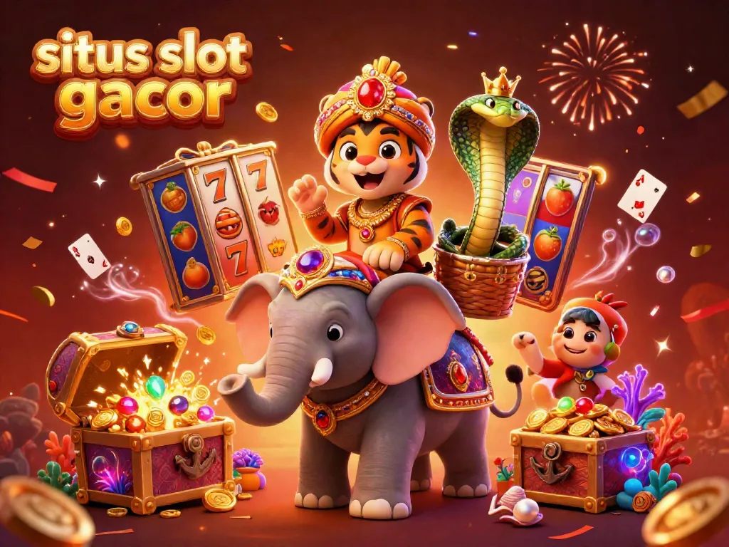 Experience exhilarating wins from the situs slot gacor, with vibrant characters and symbols illustrating thrilling gameplay.