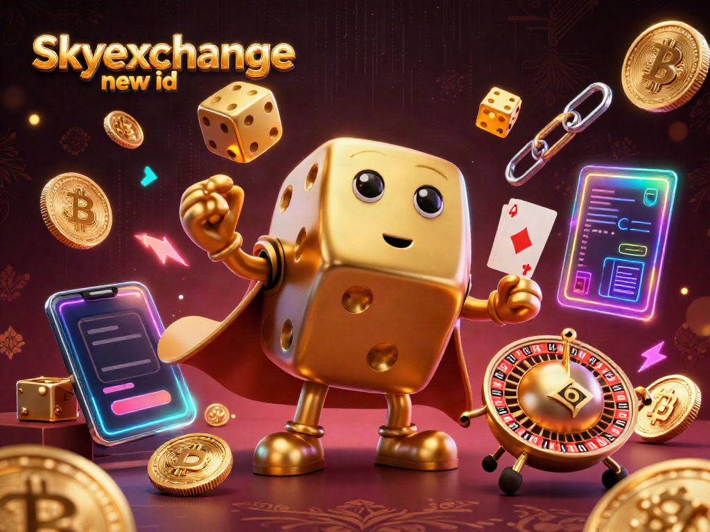 Engage in exciting gameplay with skyexchange new id as golden dice join crypto coins in an electrifying scene.