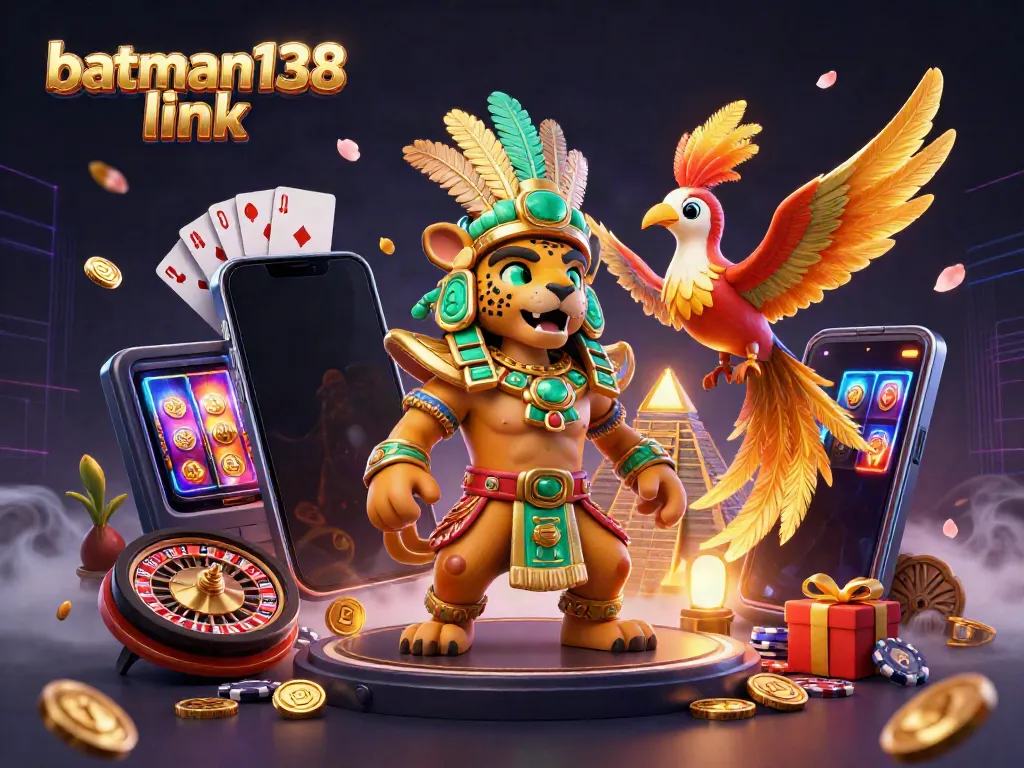 Engage with batman138 link for thrilling slot gameplay illustrated with vibrant elements.