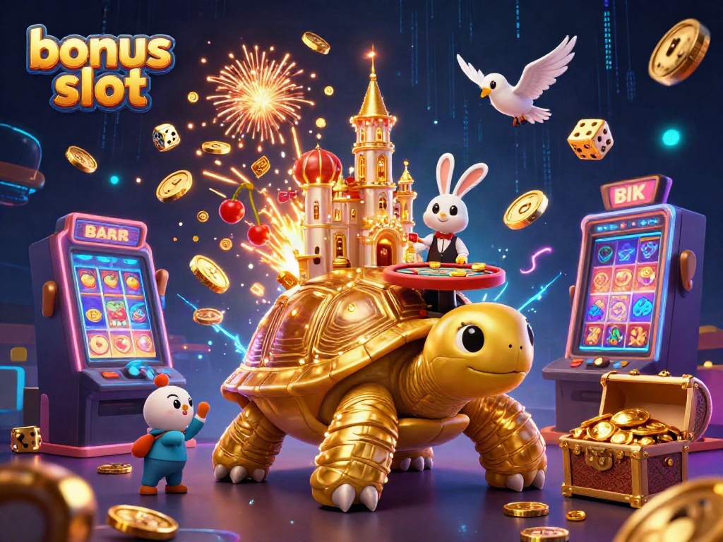 Engage with the bonus slot featuring vibrant characters and exciting game elements in a dynamic casino setting.