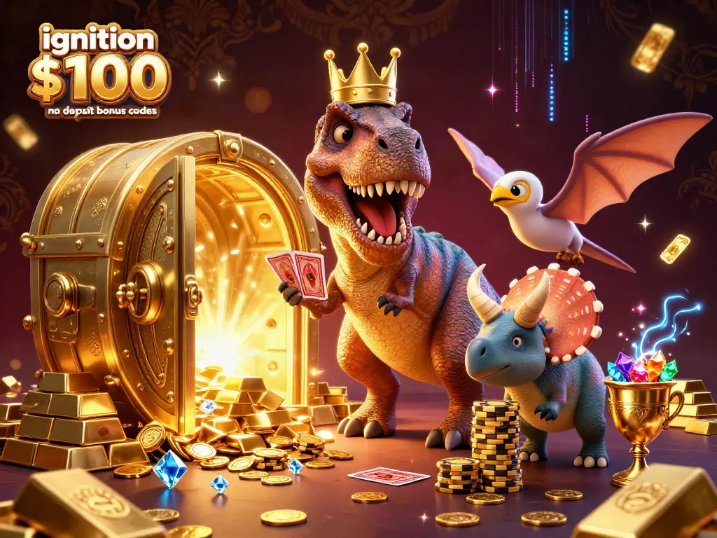 Play with the ignition casino $100 no deposit bonus codes in a vibrant casino-themed illustration.