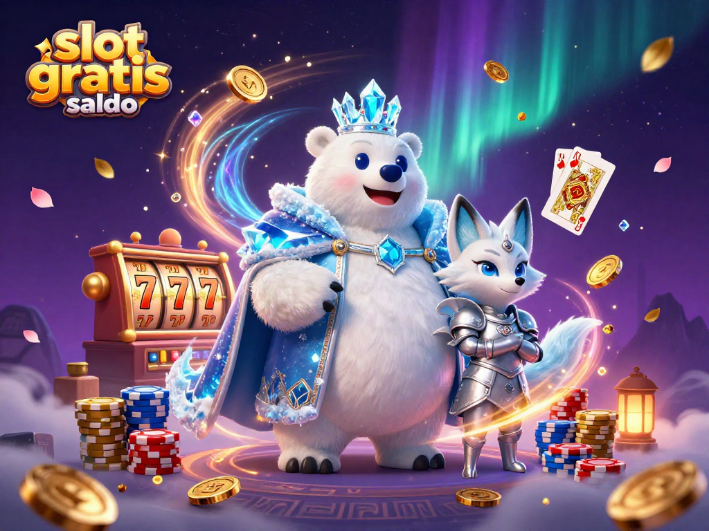 Experience thrilling wins with slot gratis saldo and captivating casino elements in a vibrant scene.