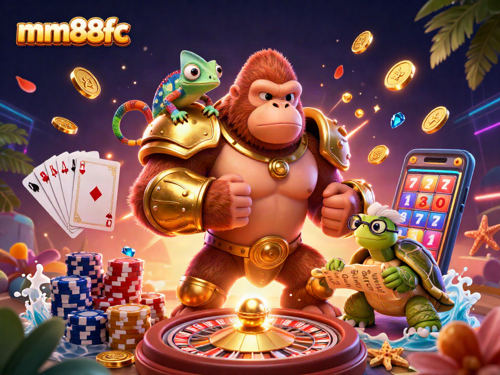 Experience the excitement of mm88fc with a vibrant 3D casino scene showcasing gaming action and adventure.