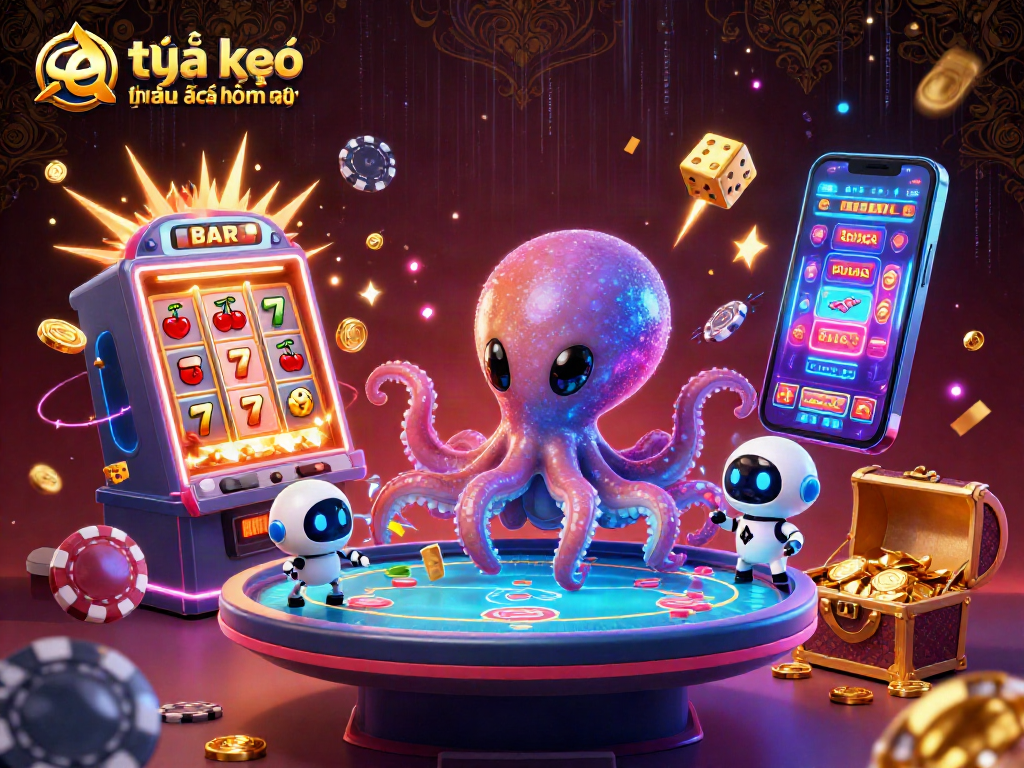 Capture the excitement of tỷ lệ kèo nhà cái hôm nay in a dazzling 3D illustration showcasing vibrant casino elements.