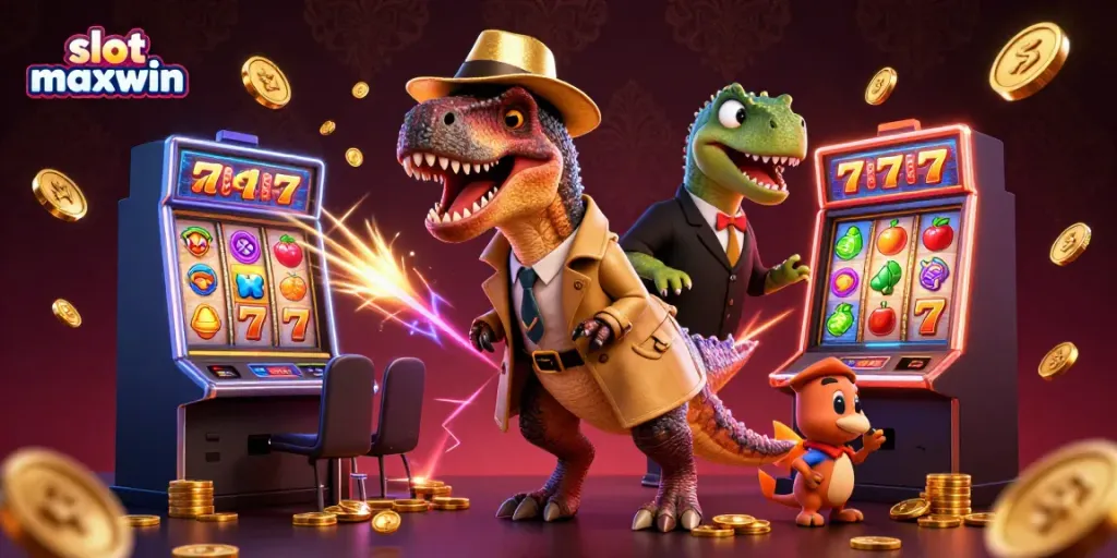 Experience thrilling play at the slot maxwin with vibrant fruit symbols and scores of golden coins spinning dynamically.