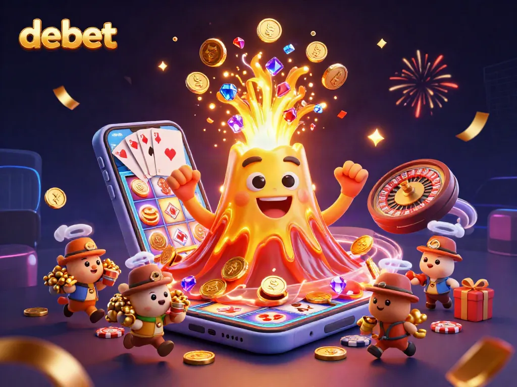 Engage with a captivating scene of debet's dynamic gaming world filled with treasures and excitement.