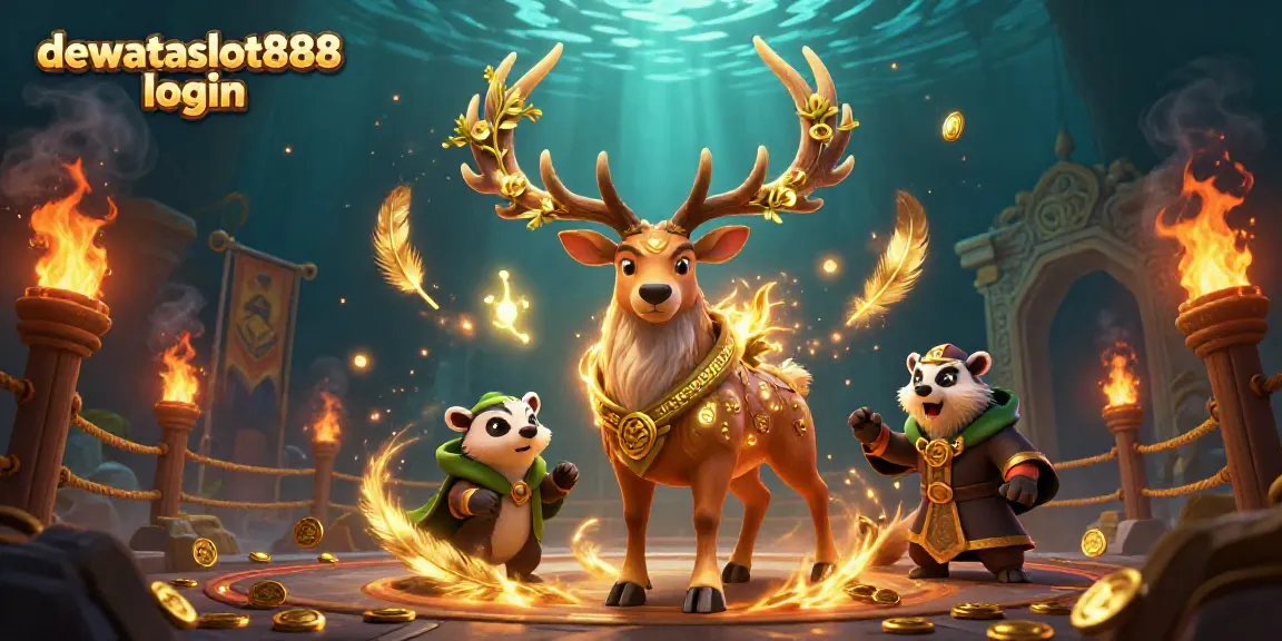 Masukkan dewataslot888 login dan menangkan permainan dengan karakter kasino fantastis dalam ilustrasi slot online.