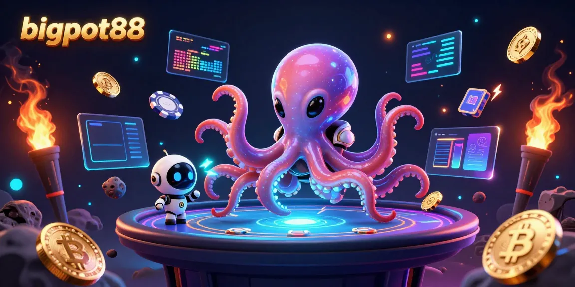 Experience thrilling poker action with bigpot88's alien-themed casino in 3D art.