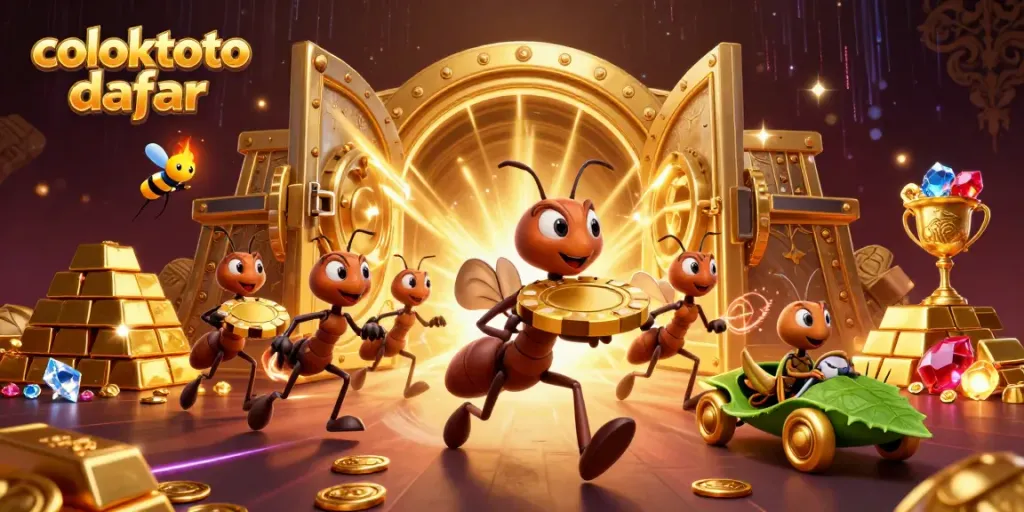 Experience exhilarating gameplay at coloktoto daftar with animated ants on a heist for gold.