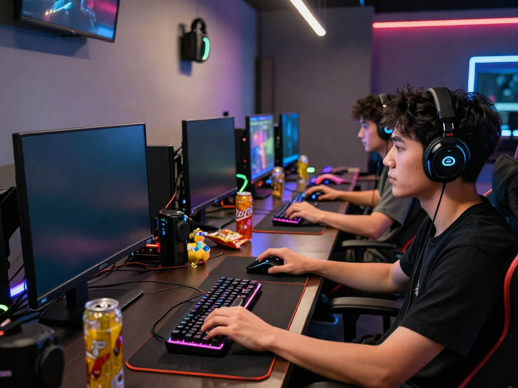 Engaged player in a vibrant gaming setup featuring batman138login on a high-resolution monitor.