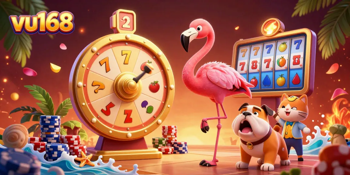 Experience the excitement of vu168's casino scene featuring vibrant characters and dynamic gaming elements.