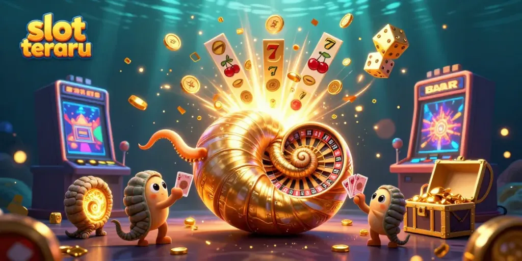 Pemain memenangkan jackpot di slot terbaru dengan simbol keberuntungan dan harta karun melimpah.