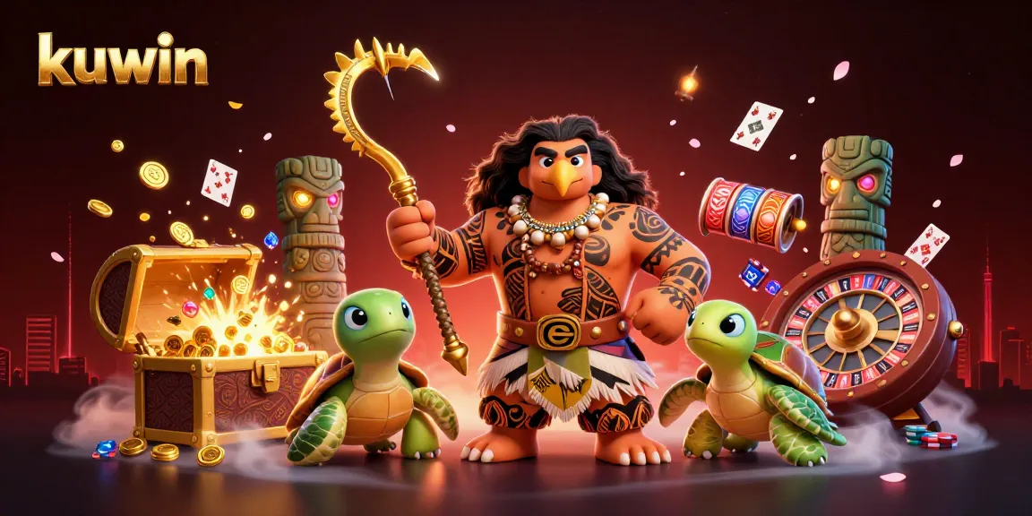 Kuwin brings excitement with glowing treasure and vibrant gaming elements in a casino scene.