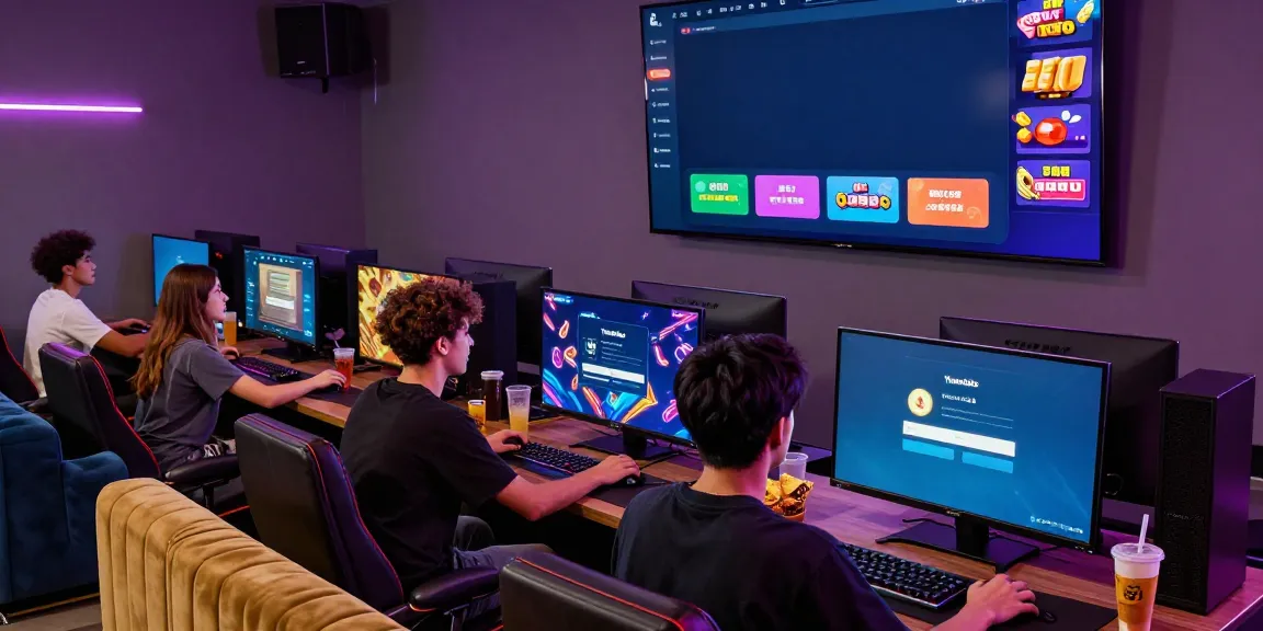 Friends enjoying Yumetoto gaming in a vibrant lounge setting.