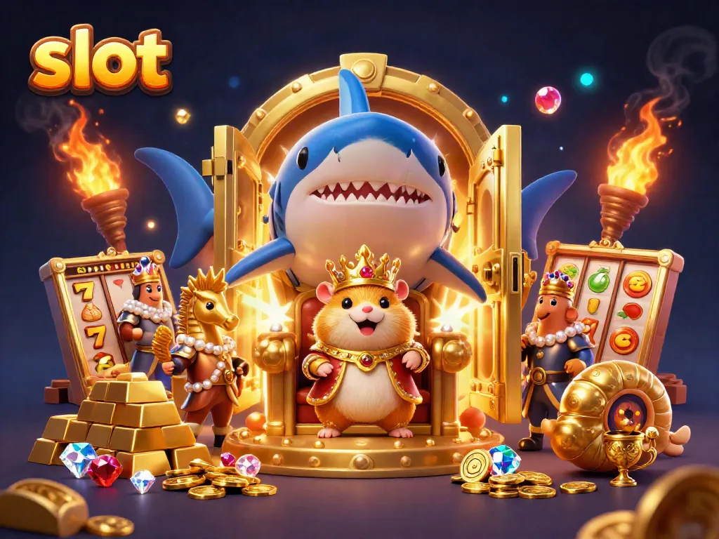 Penempatan slot pada raja hamster emas yang dikelilingi harta karun dan penjaga laut.