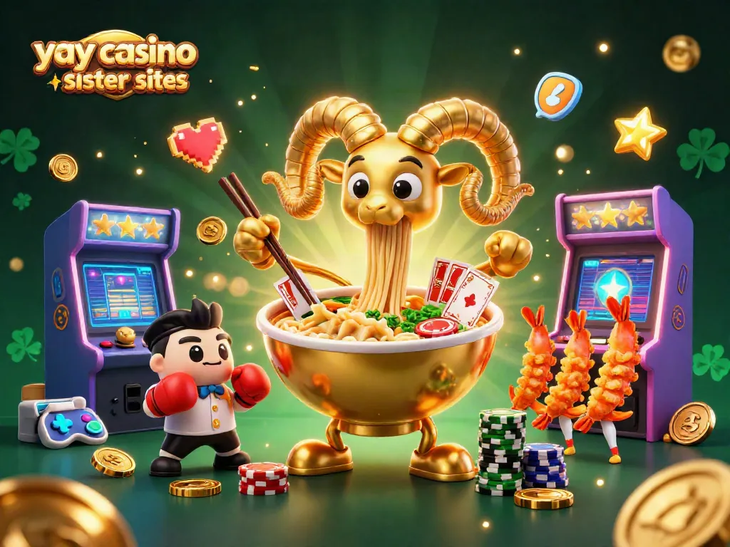 Engage in thrilling gameplay with yay casino sister sites, showcasing vibrant casino characters and arcade machines.