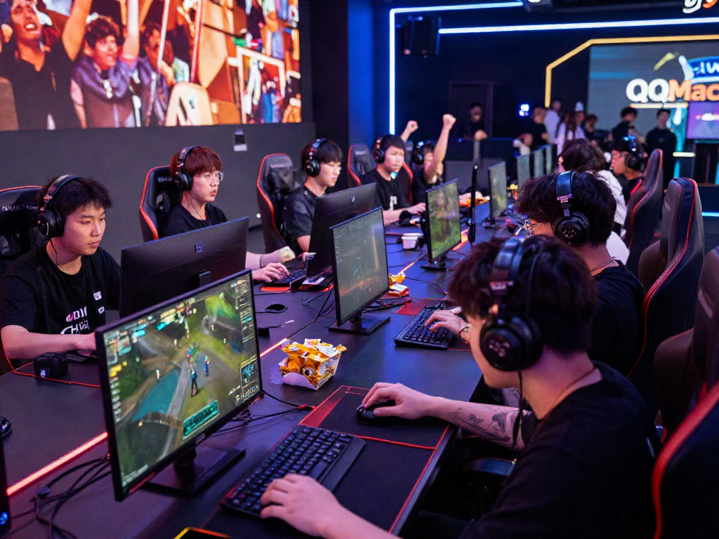 Exciting gaming scene with players immersed in QQMacan online games.