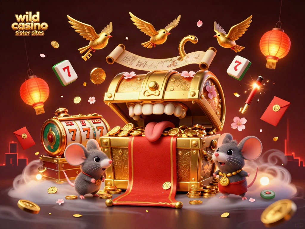 Engage with wild casino sister sites through this vibrant casino-themed 3D illustration showcasing excitement and adventure.