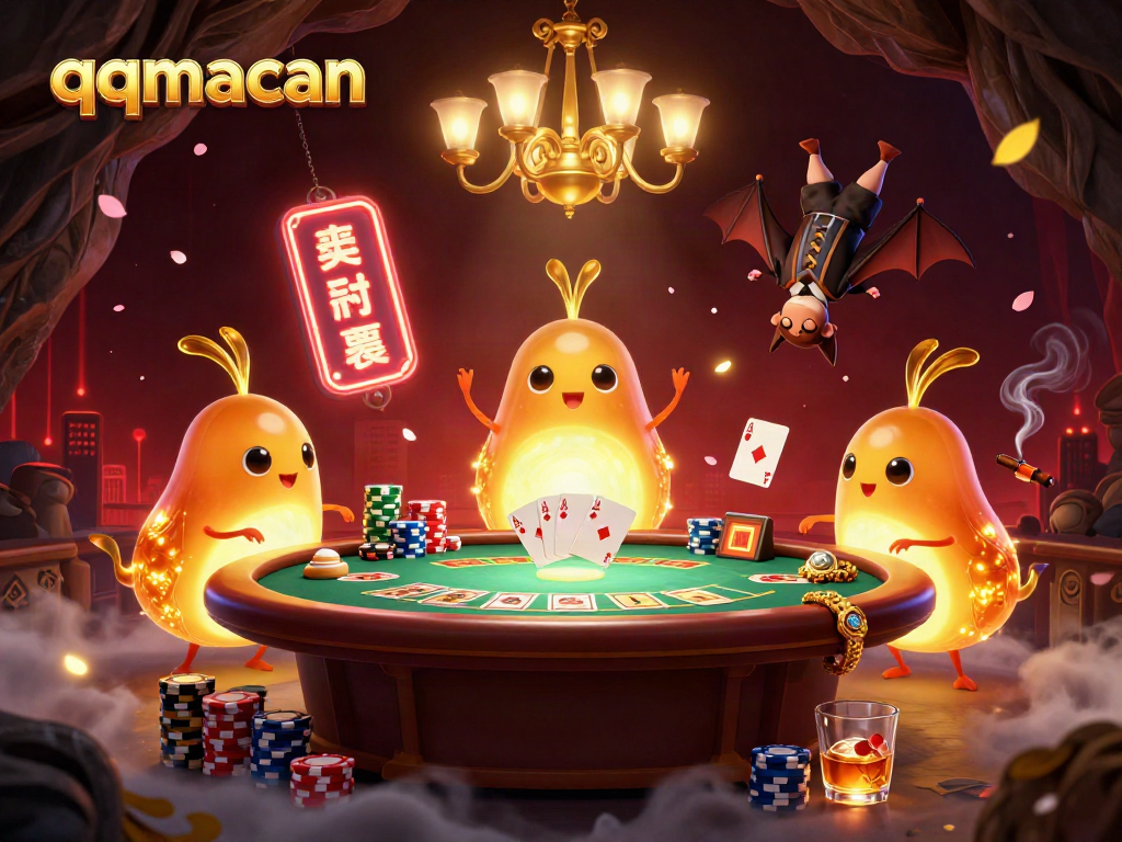 Experience the thrill of qqmacan as glowworms illuminate a vibrant casino scene.