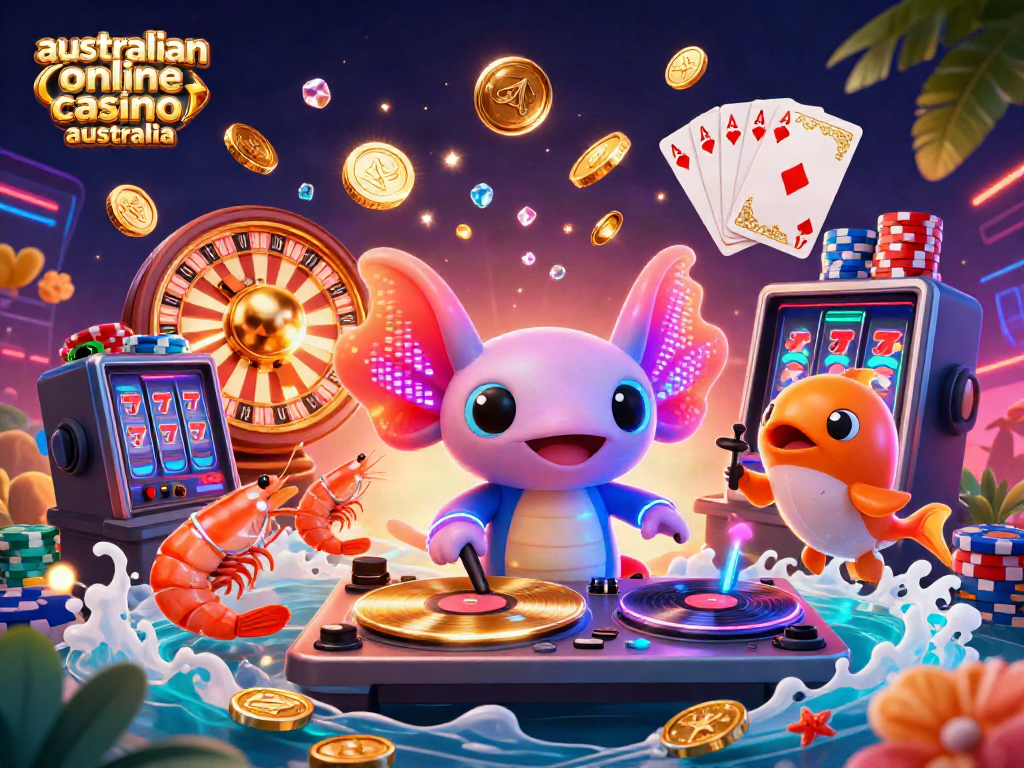 Experience excitement at australian online casino australia with vibrant 3D characters, golden coins, and dynamic gaming action.