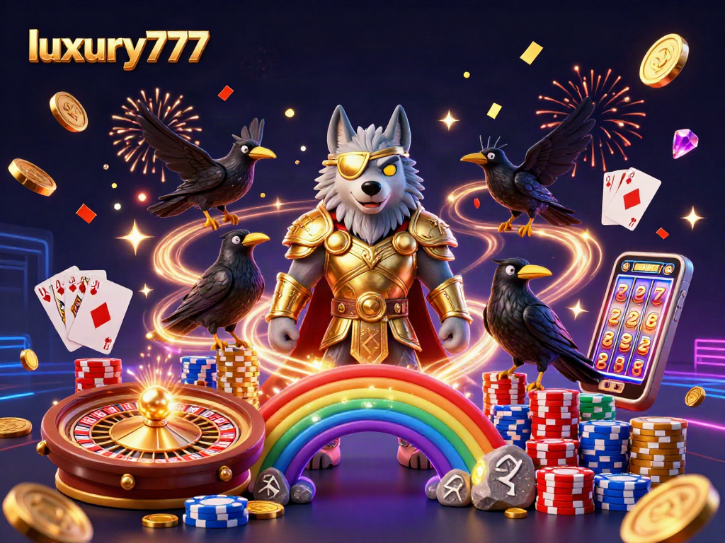 Experience thrilling gameplay with luxury777's dynamic casino elements and characters in an enchanting 3D scene.