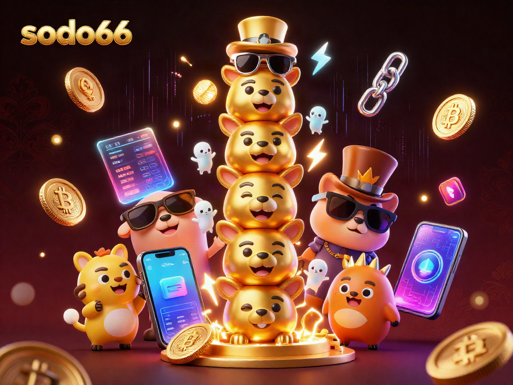 Experience thrilling gameplay with sodo66 in this vibrant 3D casino illustration.