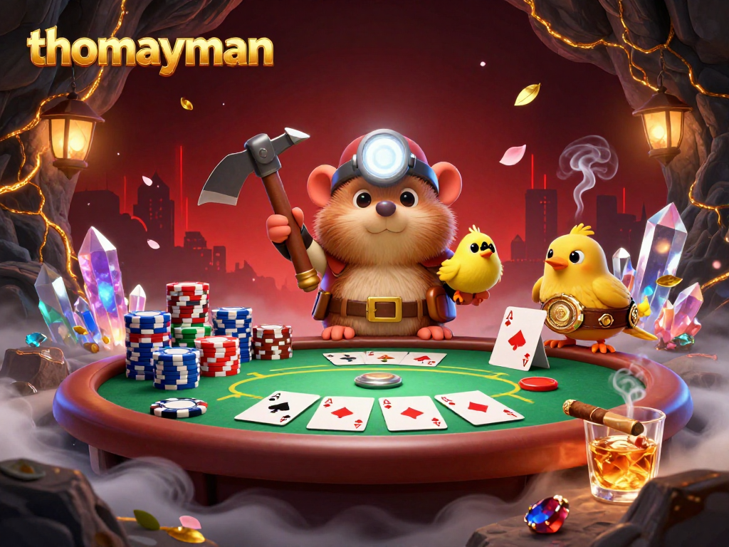 Engage with thomayman, a treasure hunter and canary in a vibrant 3D casino adventure.