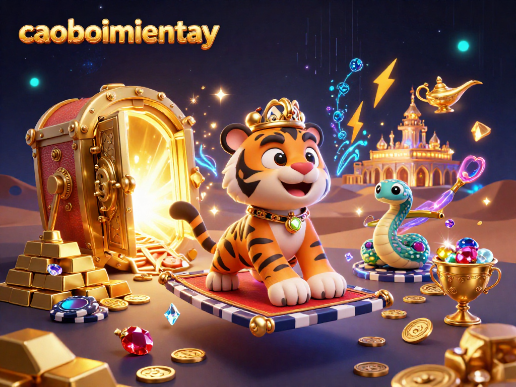 Play caoboimientay with the vibrant treasure-filled scene featuring golden riches and dynamic gaming elements.
