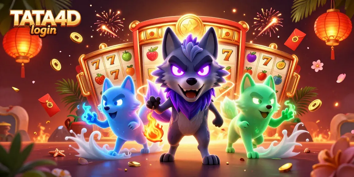Engage in thrilling gameplay with the immersive TATA4D login experience, featuring vibrant slot elements and spectral wolves.