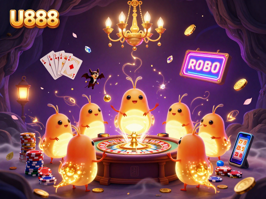Experience exciting gameplay at U888 with glowworms lighting up the casino atmosphere.