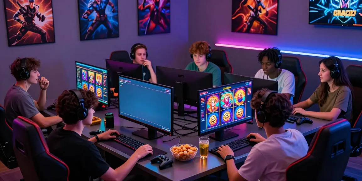 Friends enjoying slot gacor hari ini gaming session on a large screen