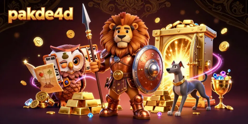Engage with pakde4d through an exciting lottery experience featuring bronze-armored lion and gambling elements.
