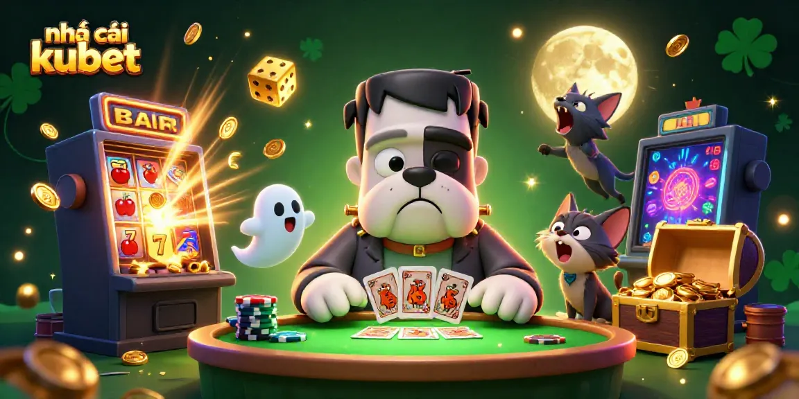 Engage with the thrilling world of Nhà cái kubet at a vibrant casino scene with animated characters.