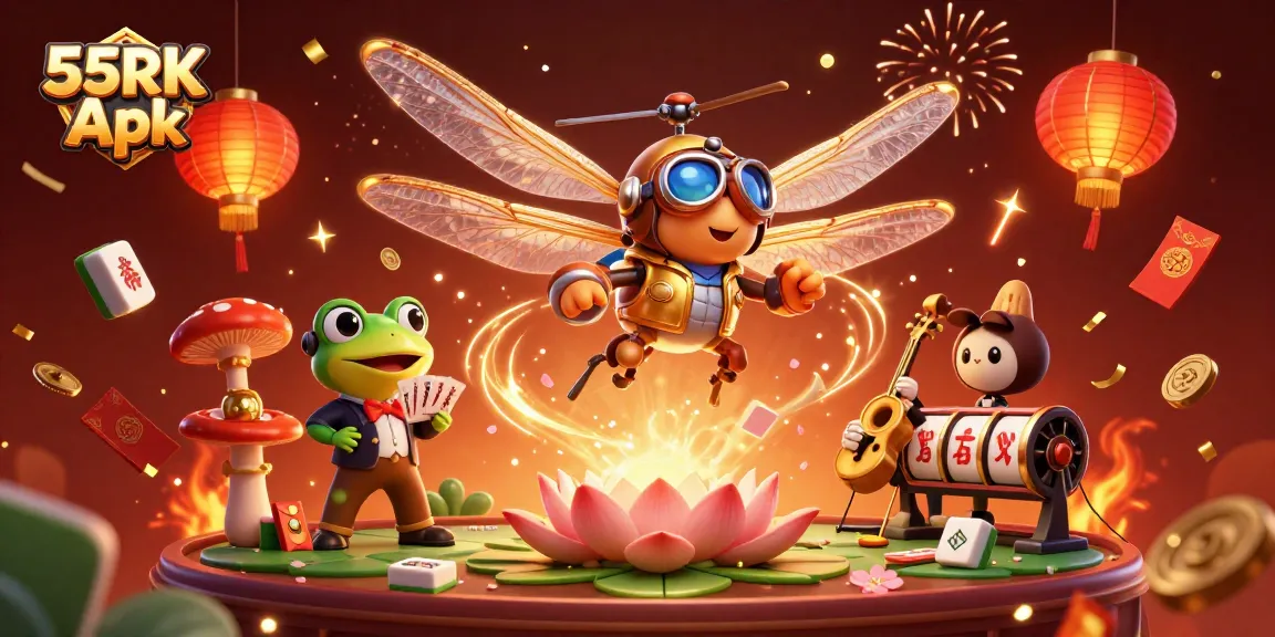 Engage in thrilling gaming with 55RK Apk featuring a vibrant casino scene full of action!