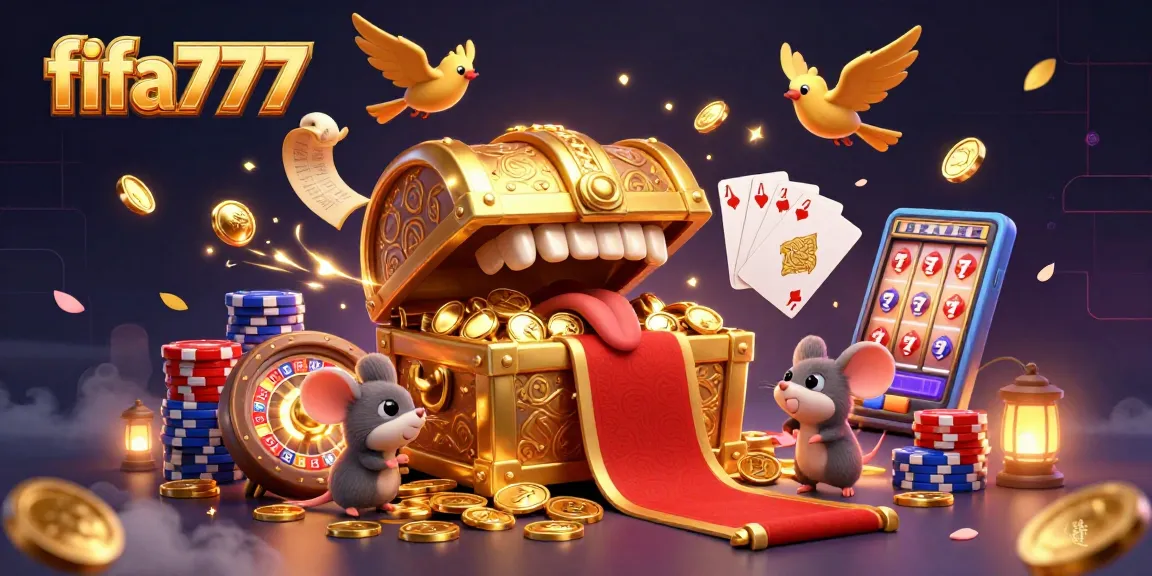 Experience the thrill of fifa777 with sparkling gems cascading around animated characters in a bustling casino.