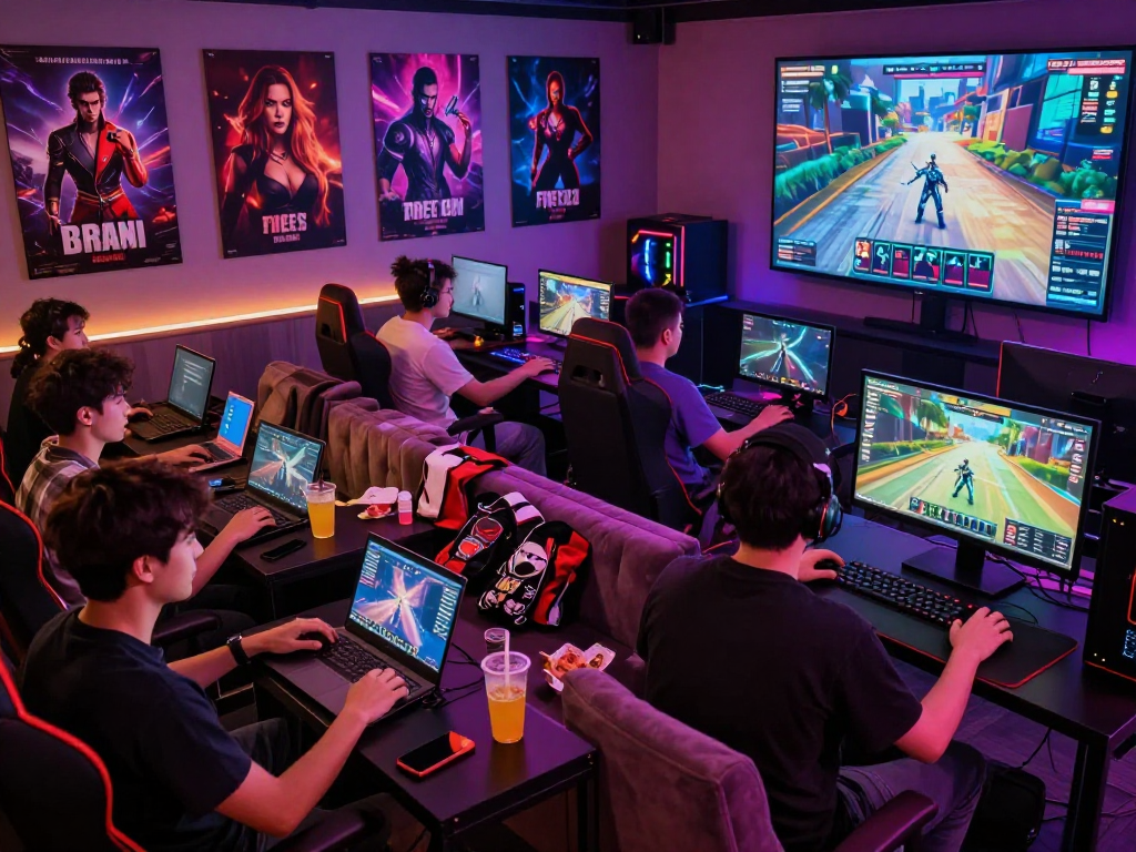 Engaged players enjoying popular free sex games in a vibrant virtual lounge setting.