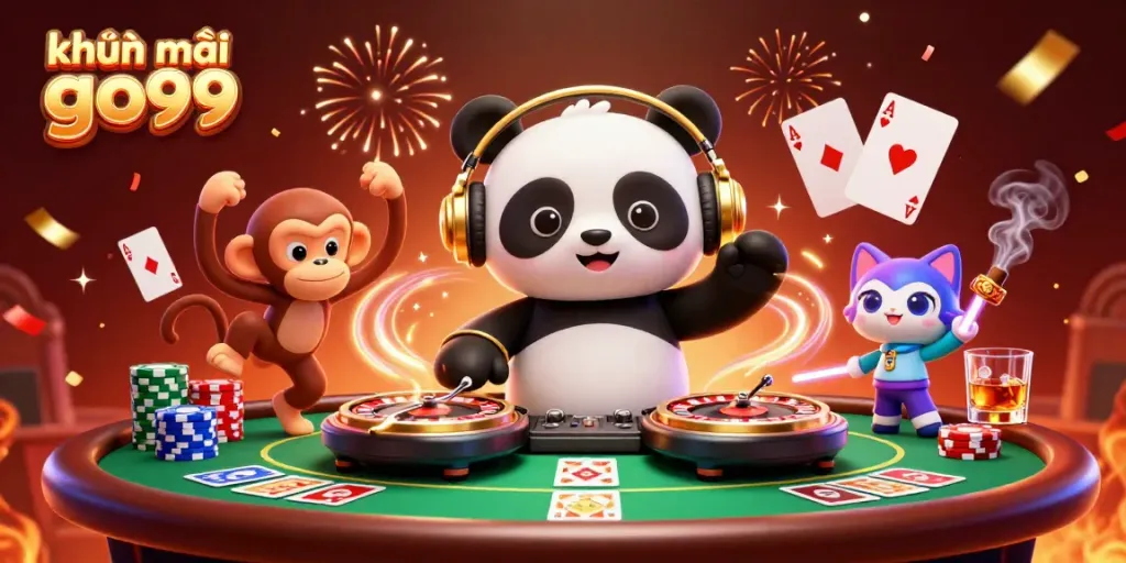 Experience the excitement of khuyến mãi go99 with vibrant casino-themed characters and dynamic elements.