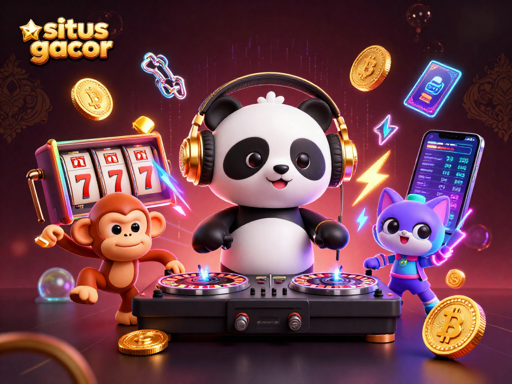 Menggali potensi situs gacor dengan DJ panda beraksi di dunia slot, penuh energi dan simbol keberuntungan.